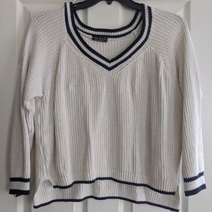 White and Navy Blue Sweater